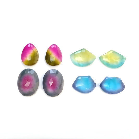 Quartz Doublet fancy Shape Cabochon, Rose Cut