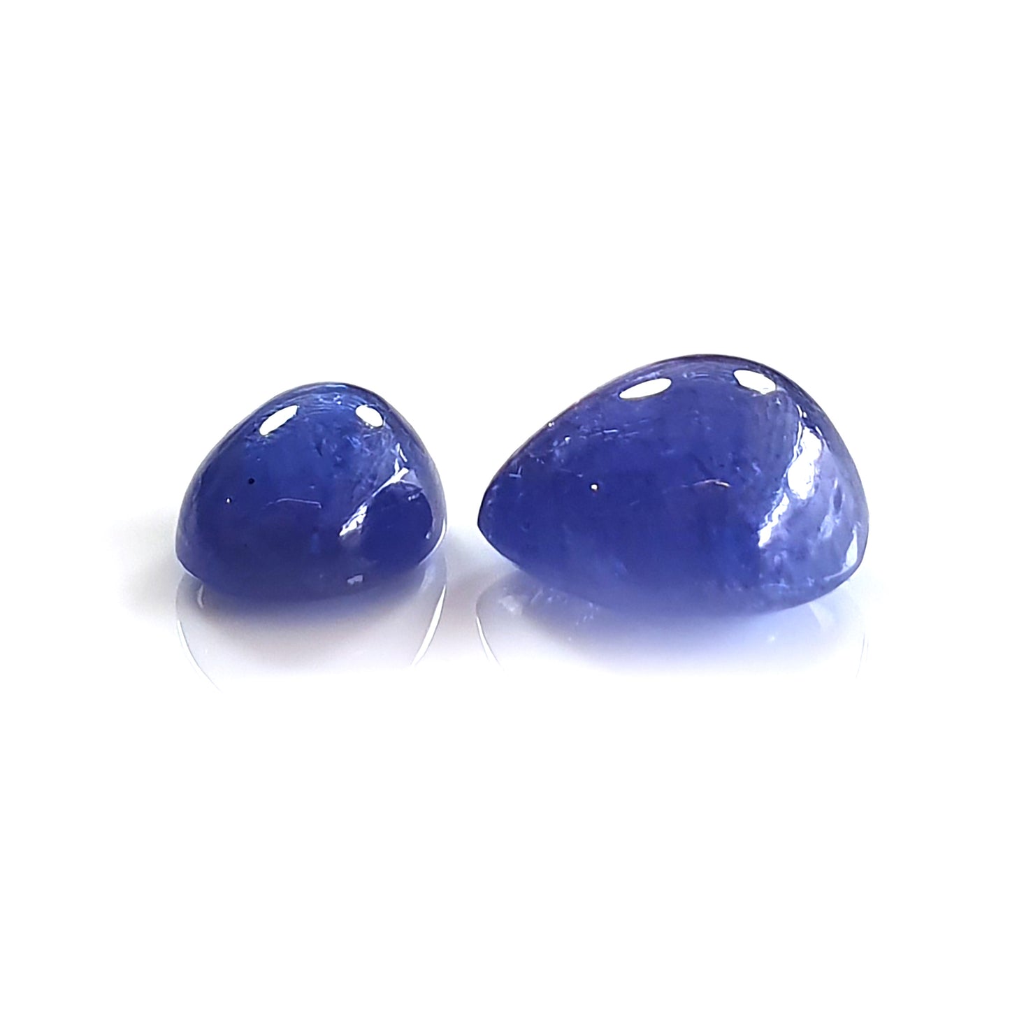 28.20cts Blue Tanzanite Gemstone Natural Untreated Cabochon Oval, Heart Shape 2pcs