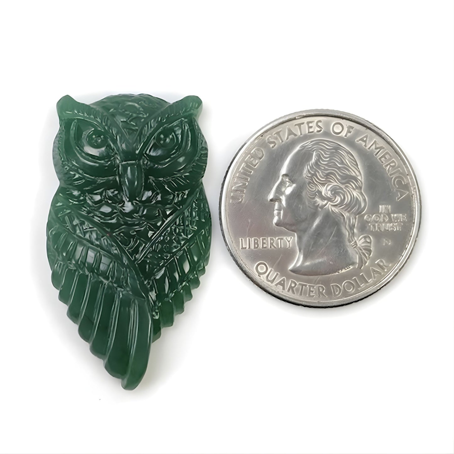 Aventurine Gemstone Owl Carving
