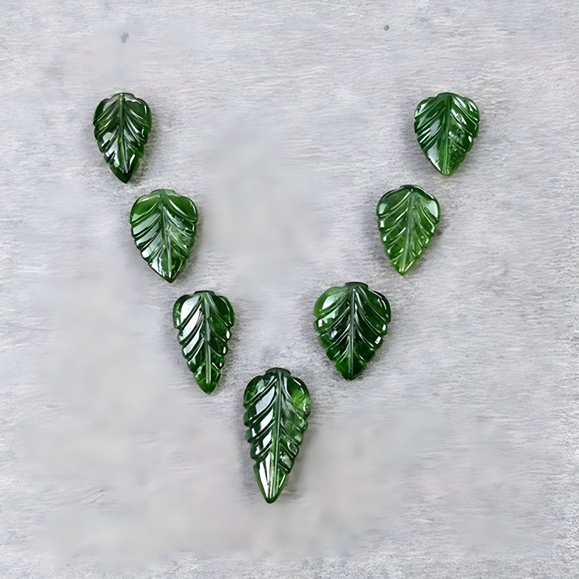 Diopside Gemstone Leaf Carving