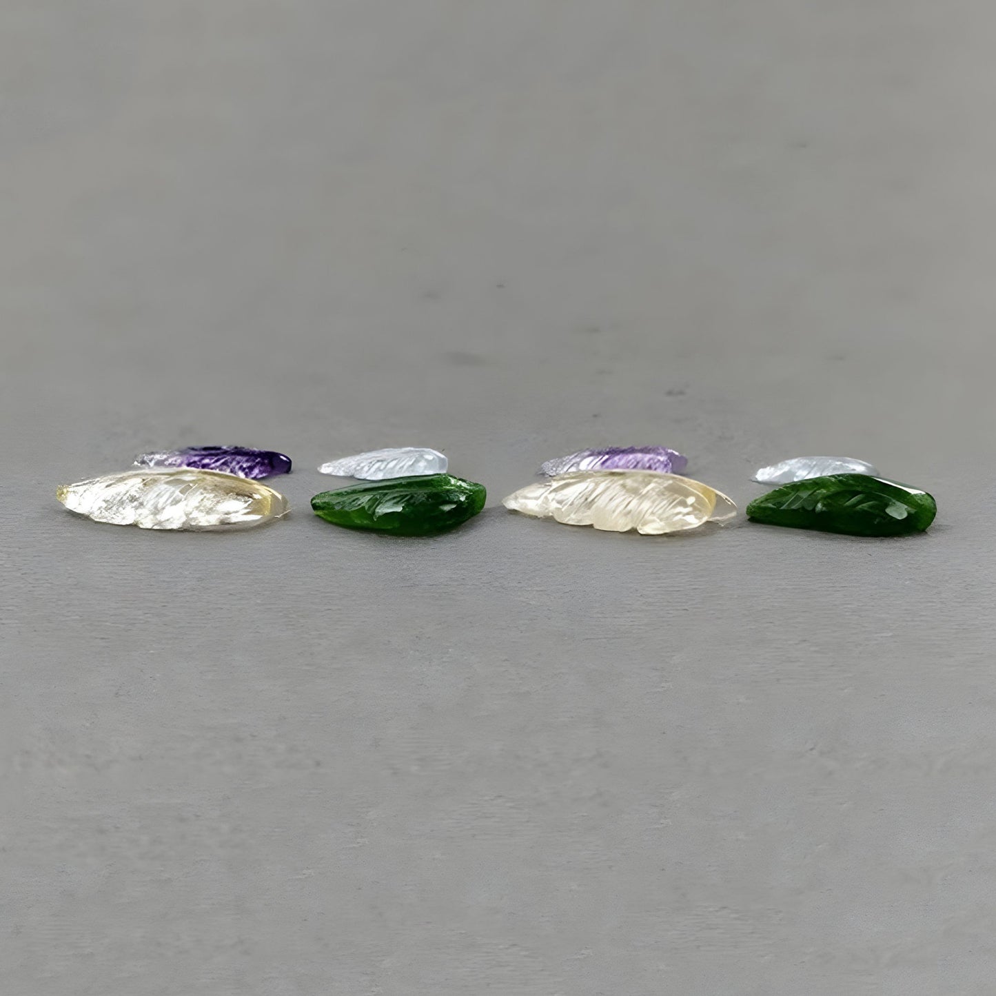 黄水晶、紫水晶叶形雕刻