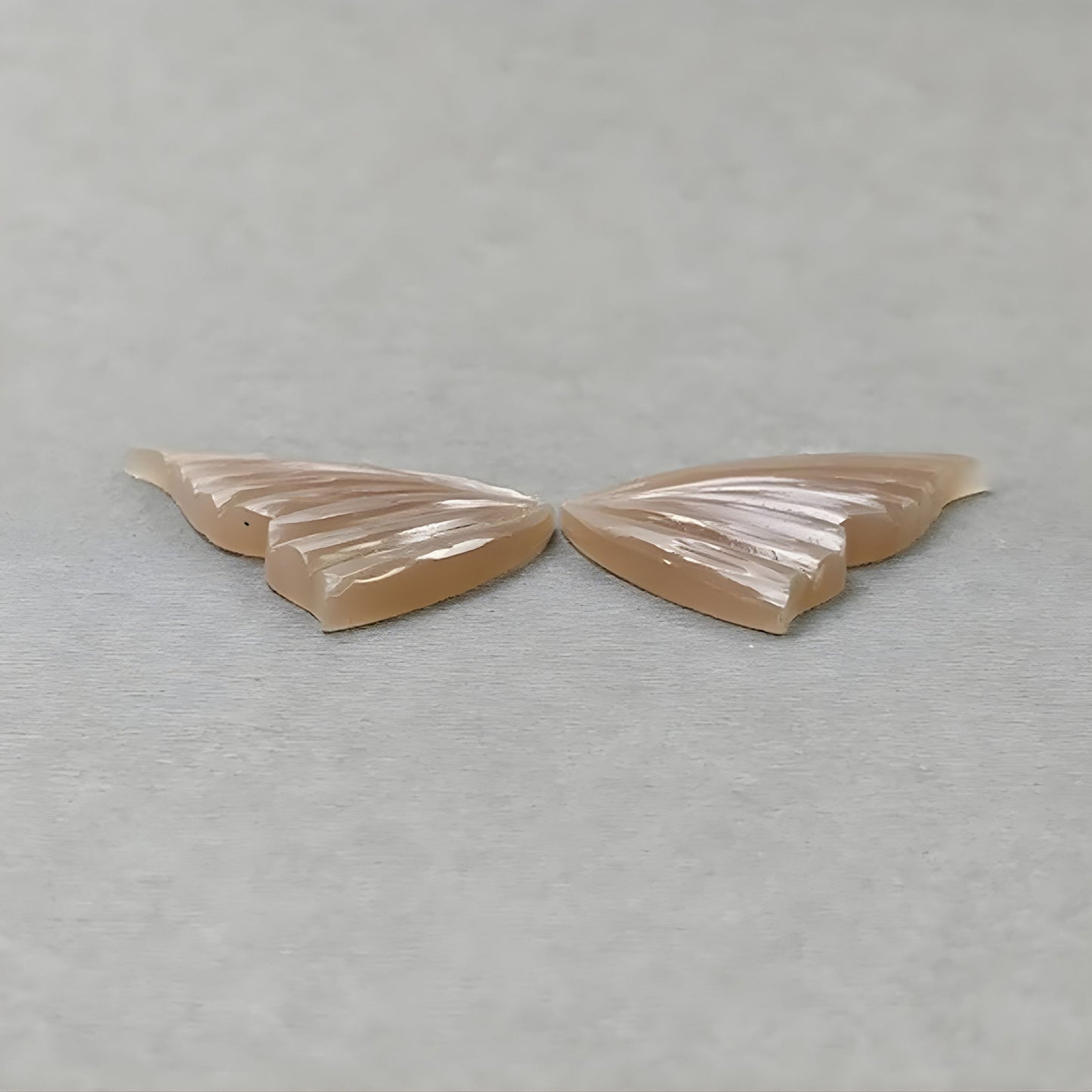 41.65cts Natural Untreated Peach Moonstone Gemstone Carving Butterfly Pair
