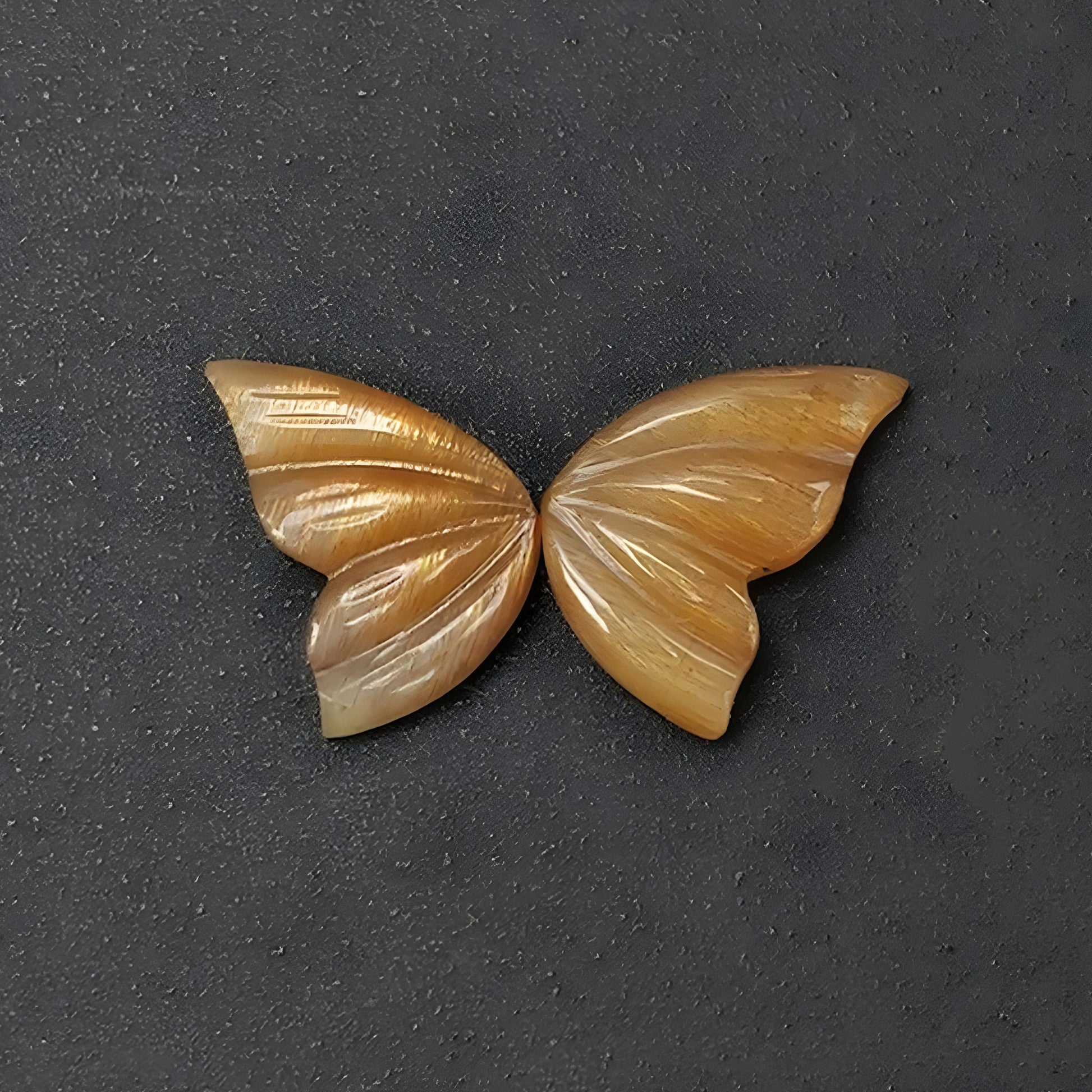 yellow moonstone butterfly carving