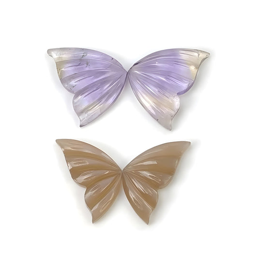 Ametrine, Moonstone Butterfly Shape carving