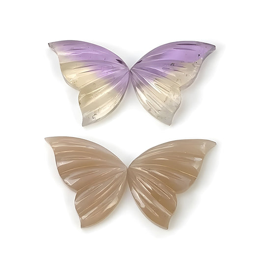 Ametrine, Moonstone Butterfly Shape Carving