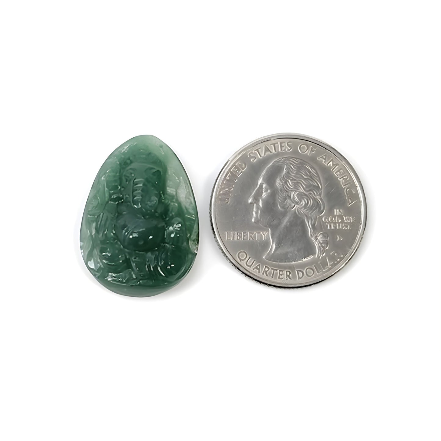 19.35cts Natural Untreated Green Quartz Gemstone Carving Lord Ganesh Shape