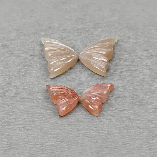moonstone & sunstone butterfly shape carving
