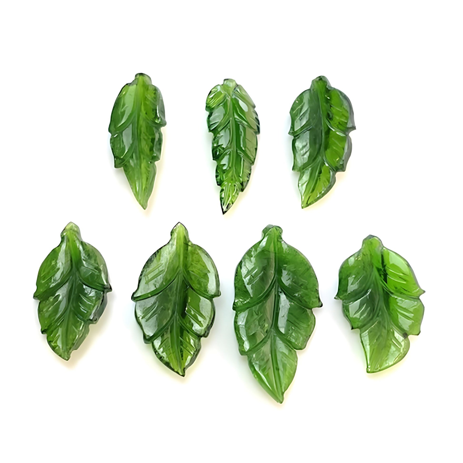 Chrome Diopside Leaves Shape Carving