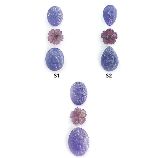 Blue Tanzanite, Pink Sapphire Carving