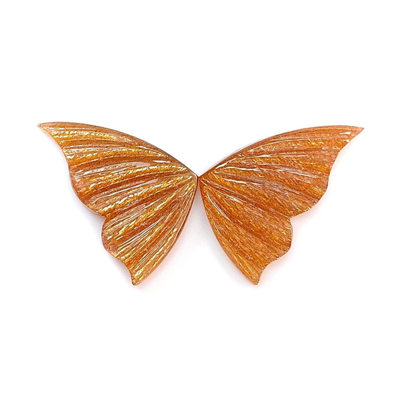 Peach Moonstone, Bi-Color Agate & Pink Opal Gemstone Carving: Natural Untreated Multi Color Gemstone Hand Carved Butterfly Pair for Jewelry