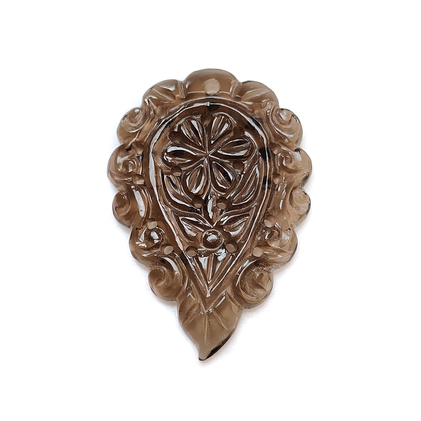 Quartz Gemstone Leaf Carving