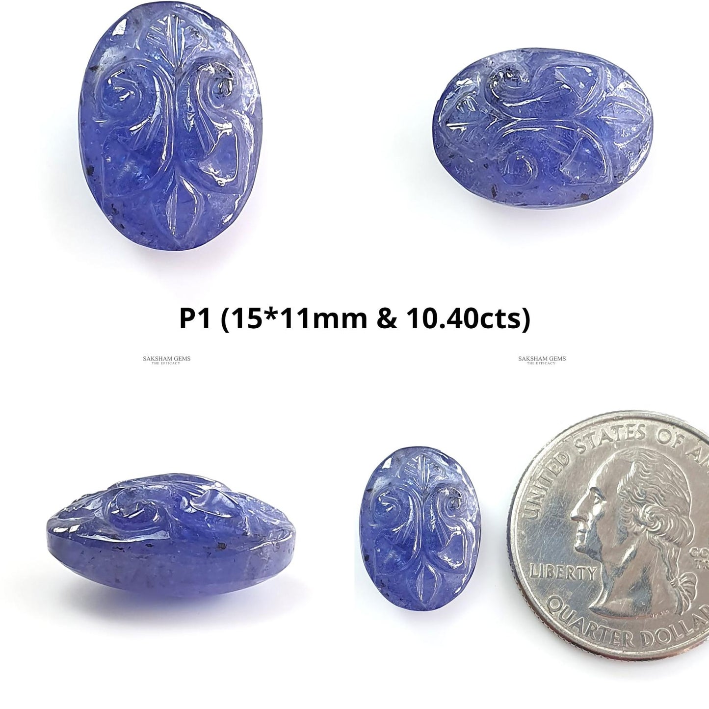 Tanzanite Gemstone Carving: Natural Blue Tanzanite Hand Carved Oval, Cushion Shapes 1pc For Jewelry