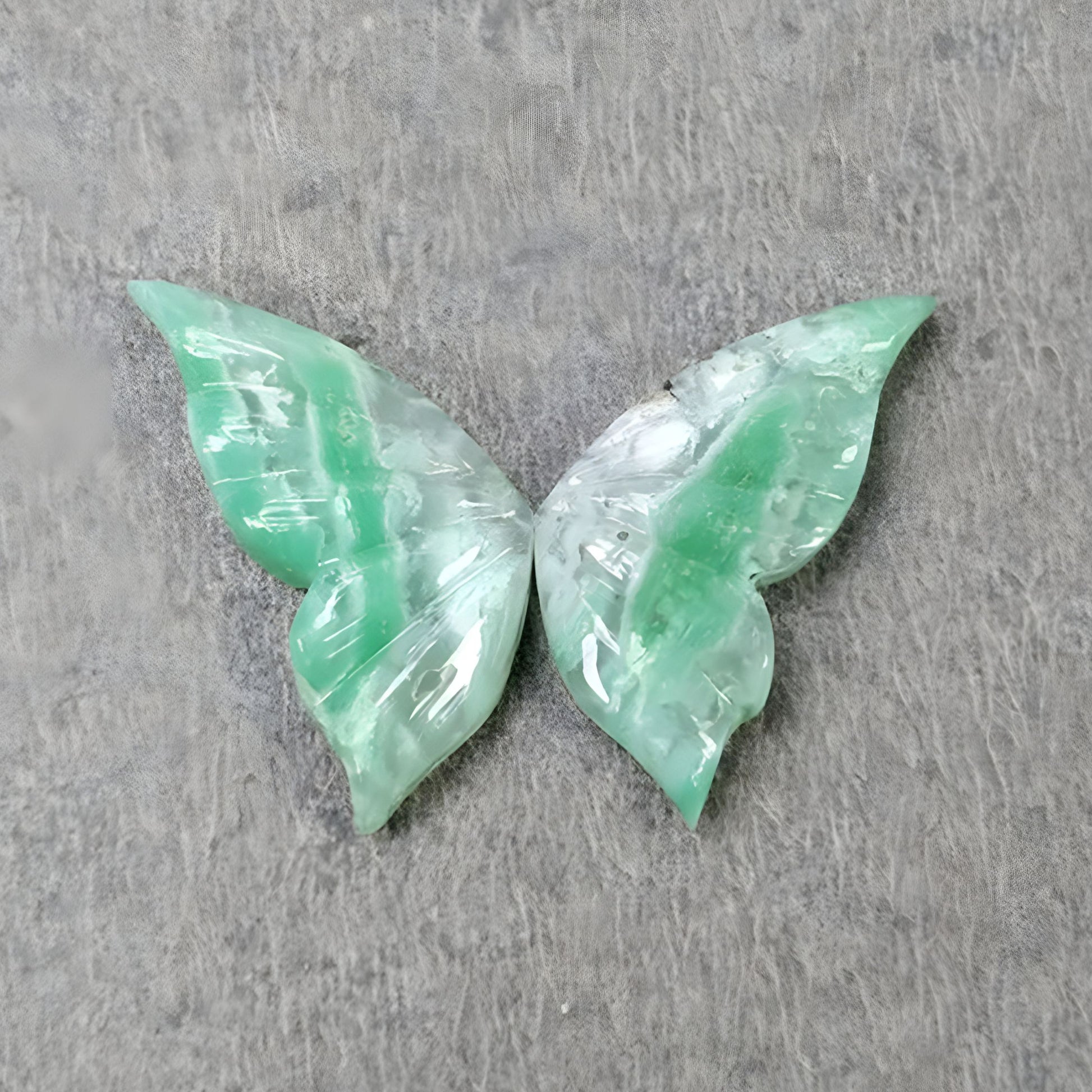 Chrysoprase Gemstone Butterfly Carving