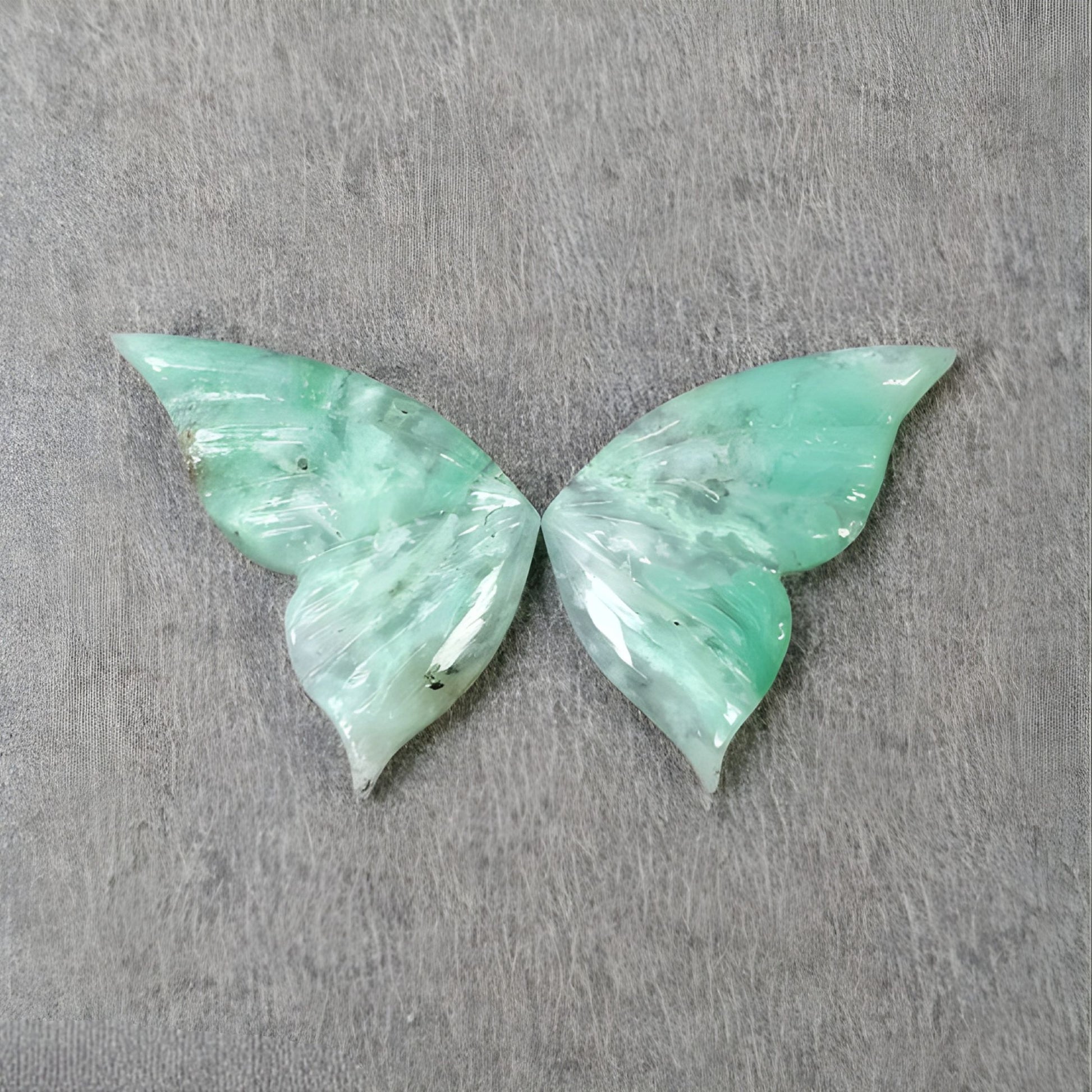 Chrysoprase Gemstone Butterfly Carving