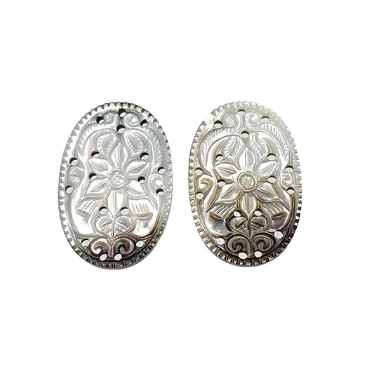 mother of pearl oval carving