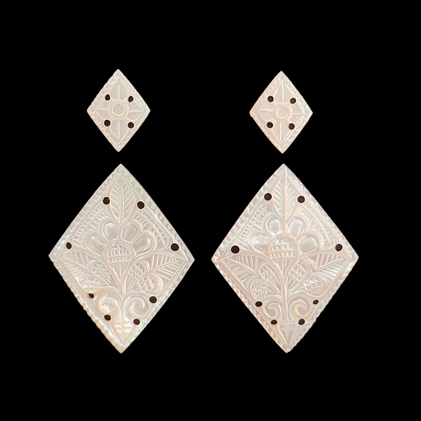 Mother of Pearl Gemstone Carving: 35.40cts Natural Untreated White Mop Hand Carved Marquise Shape 15*11mm - 34*26mm 4pcs Set for Jewelry