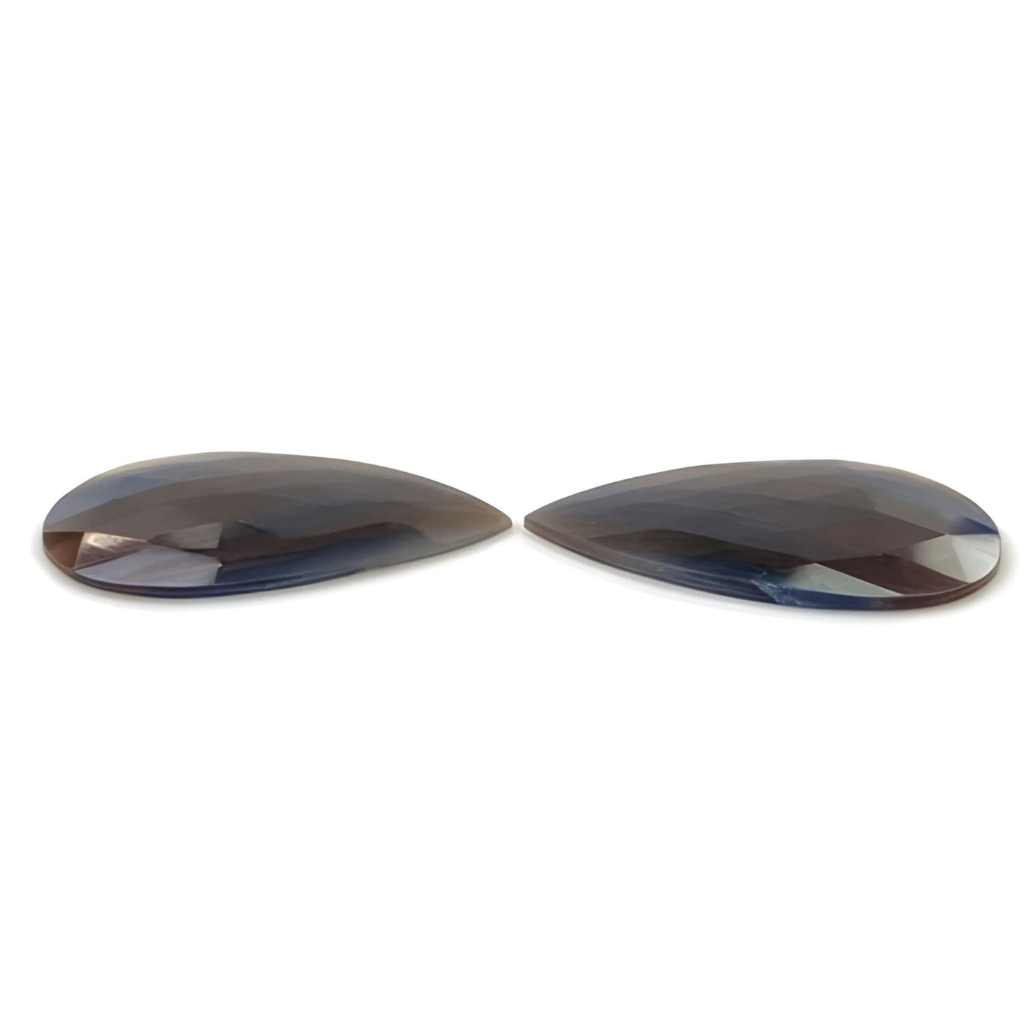 33.00cts Natural Untreated Multi Sapphire Gemstone Pear Shape Rose Cut Slices Pair