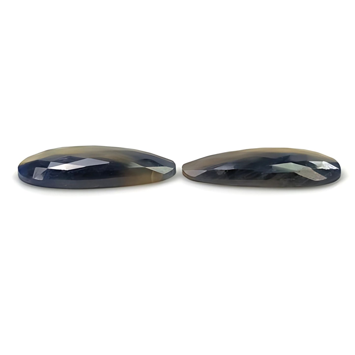 33.85cts Natural Untreated Multi Sapphire Gemstone Fancy Shape Rose Cut Slices Pair
