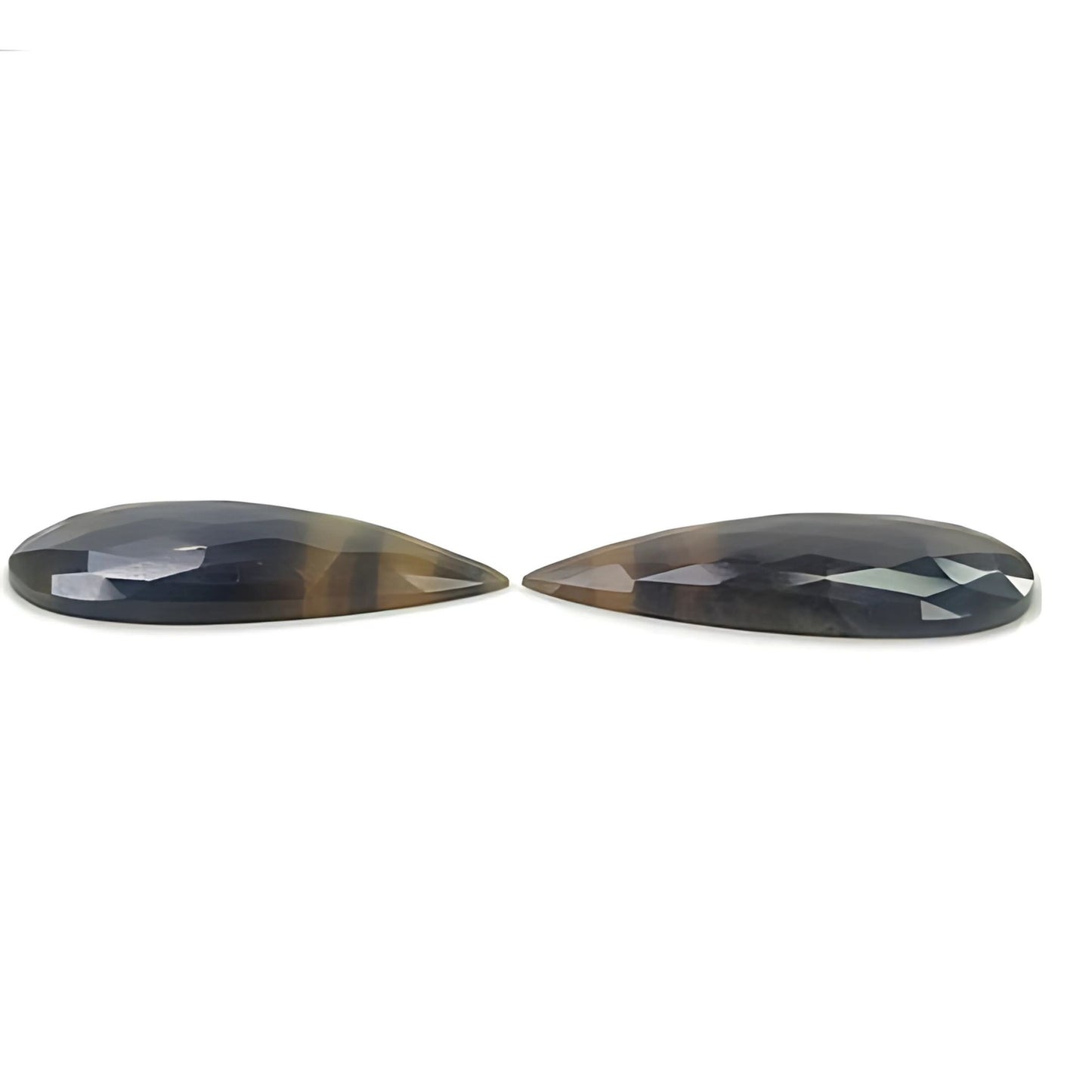 31.50cts Natural Untreated Multi Sapphire Gemstone Pear Shape Rose Cut Slices Pair