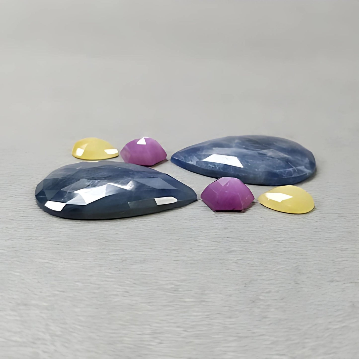 49.15cts Natural Untreated Multi Sapphire Gemstone Pear Shape Rose Cut Slices 6pcs