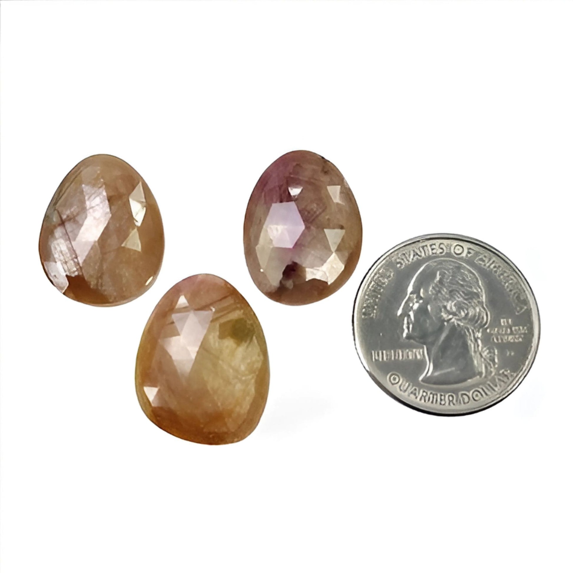 Flat Back Orange Sapphire Slices