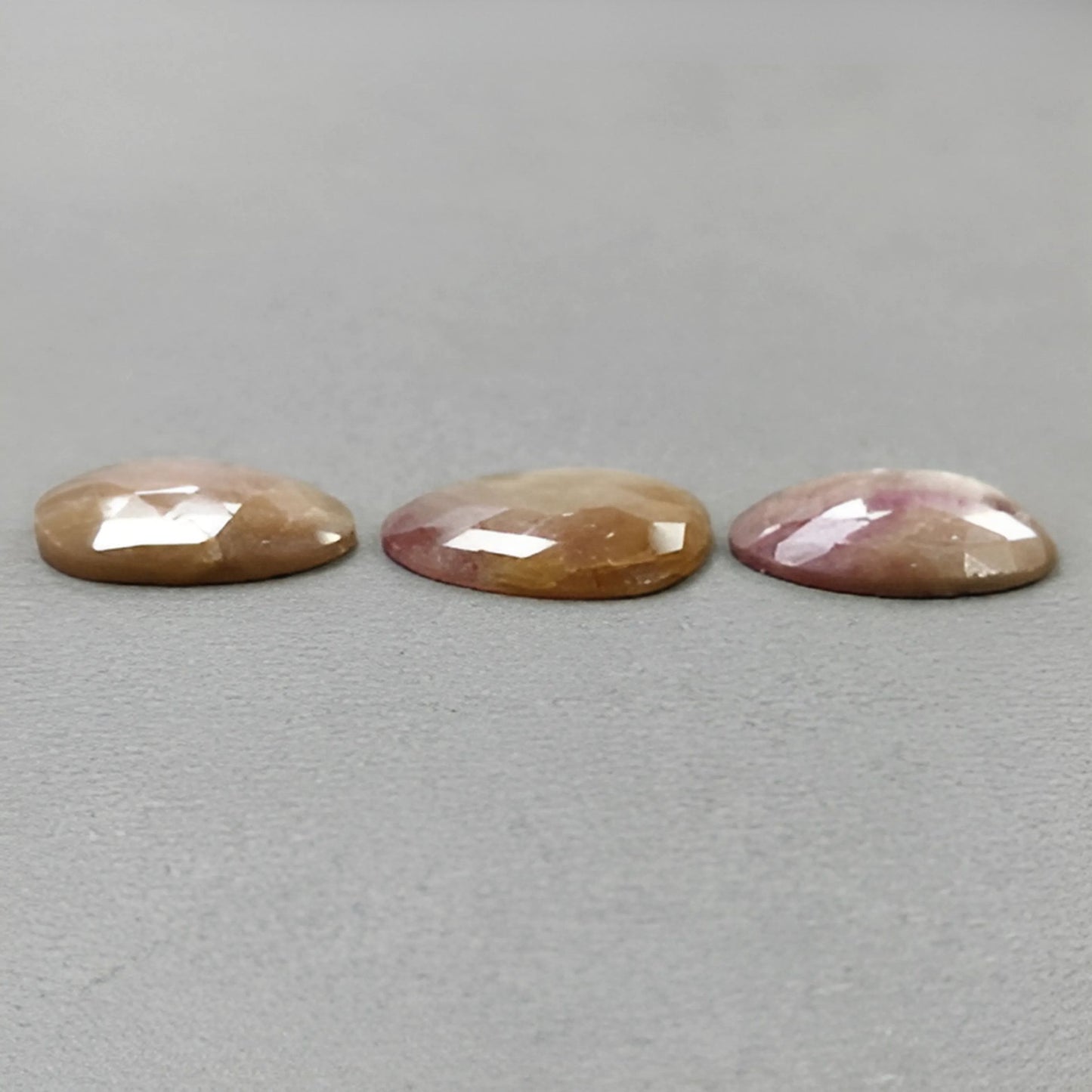 49.15cts Natural Untreated Orange Sapphire Gemstone Egg Shape Rose Cut Slices 3pcs