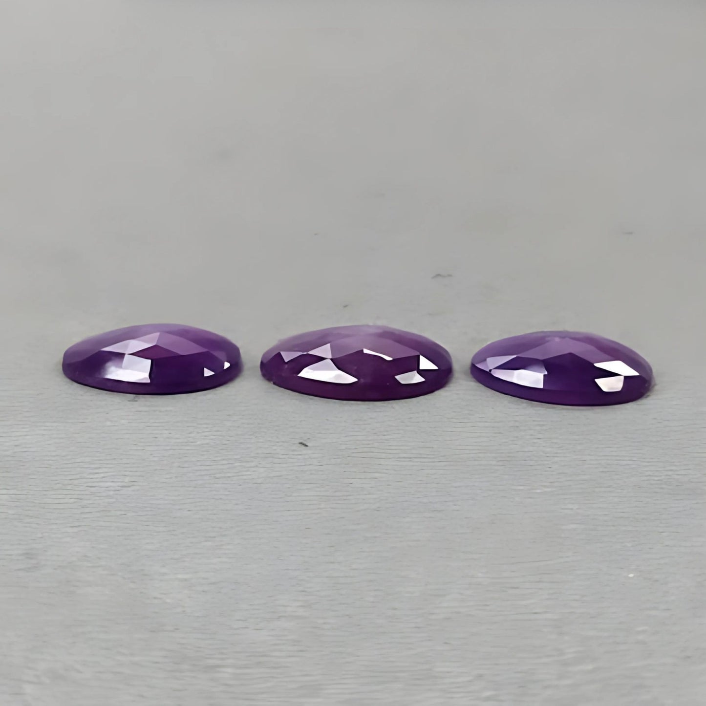 24.85cts Natural Untreated Purple Sapphire Gemstone Fancy Shape Rose Cut Slices 3pcs