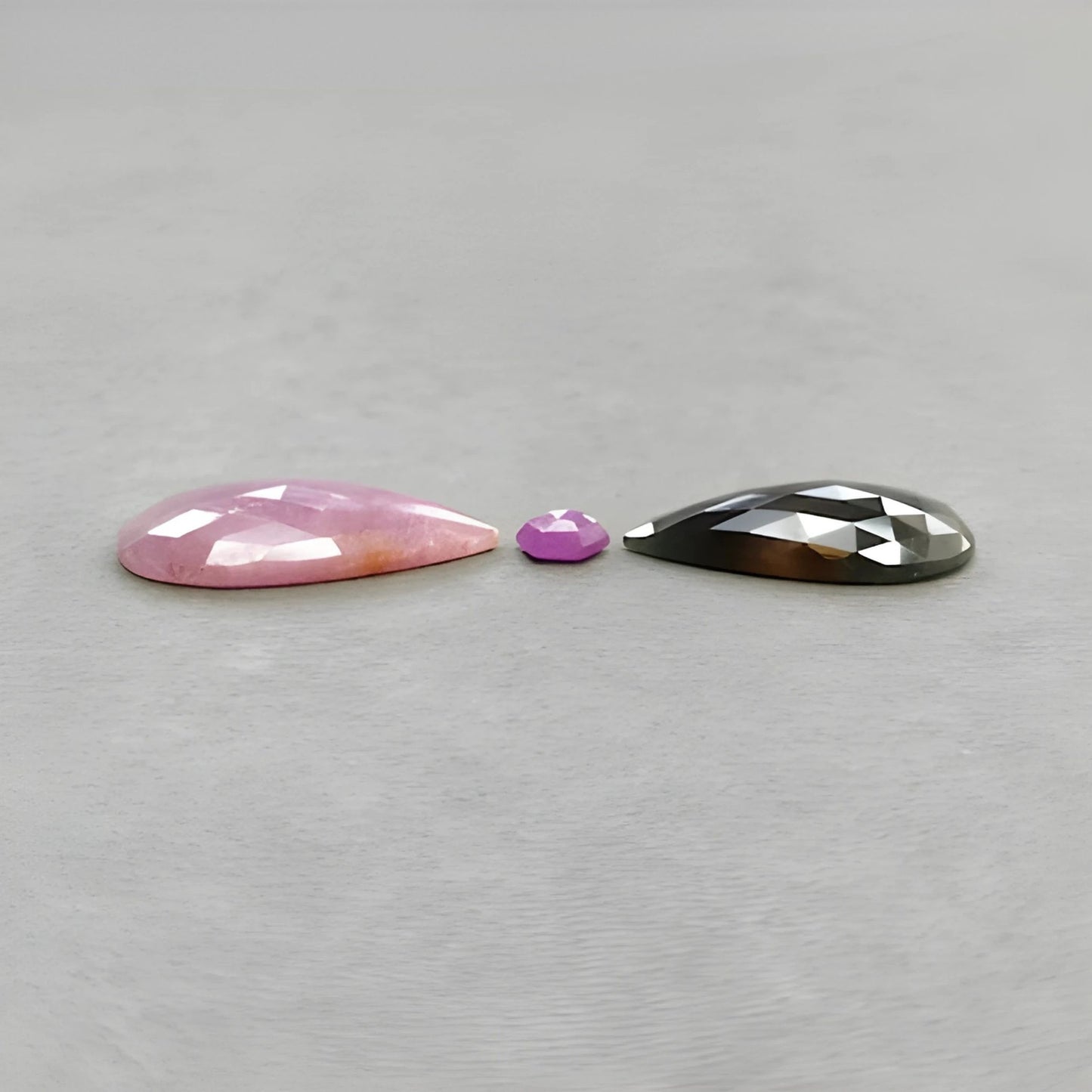 35.10cts Natural Untreated Multi Sapphire Gemstone Pear Shape Rose Cut Slices 7*6mm - 34*19.5mm 3pcs