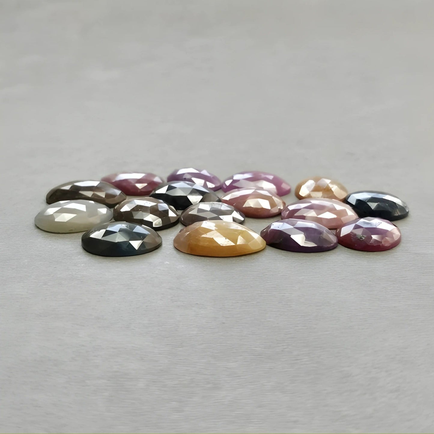 127.00cts Natural Untreated Multi Sapphire Gemstone Egg Shape Rose Cut Slices 15*12mm - 16*13mm 16pcs