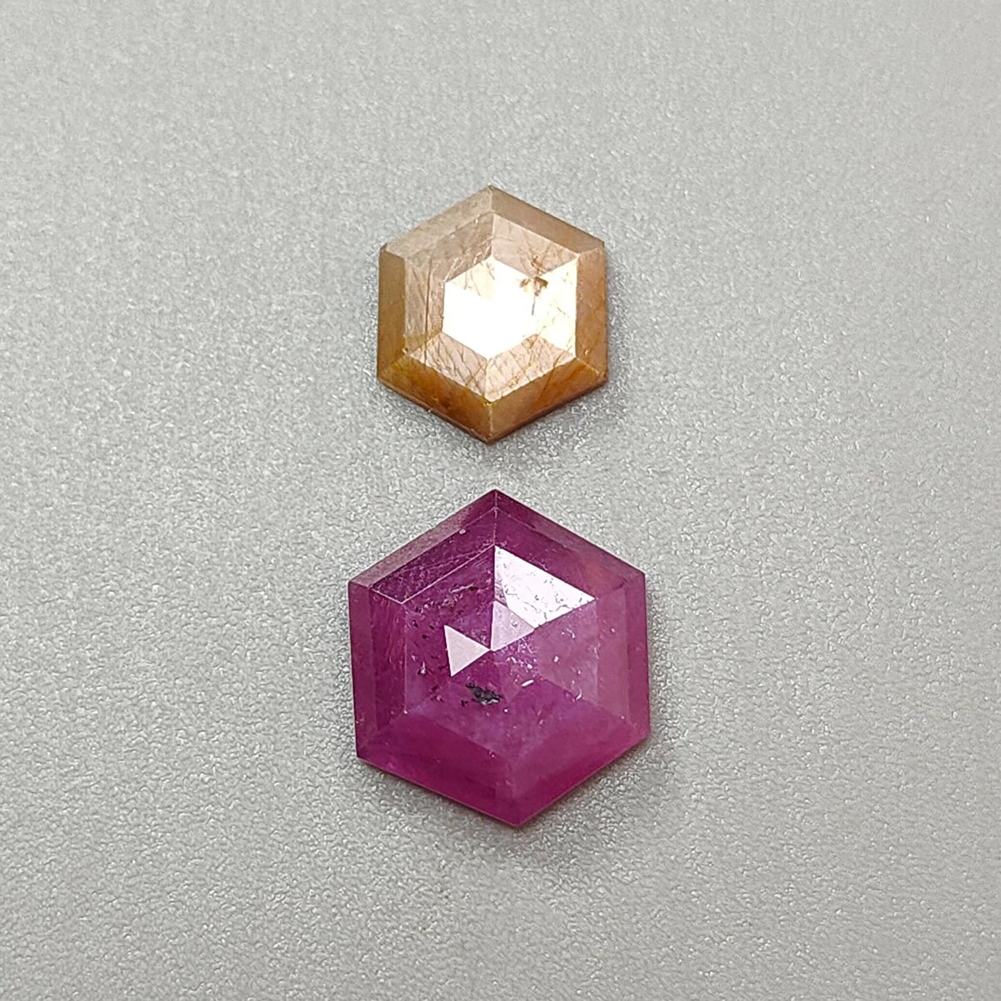 Multi Sapphire Gemstone Step Cut: Natural Untreated Unheated Sapphire Hexagon Shape Faceted 2pcs Set for Jewelry