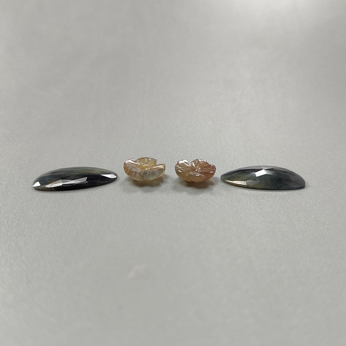 31.00cts Natural Untreated Multi Sapphire Gemstone Fancy Shape Rose Cut Slices 12mm - 24*15mm 4pcs