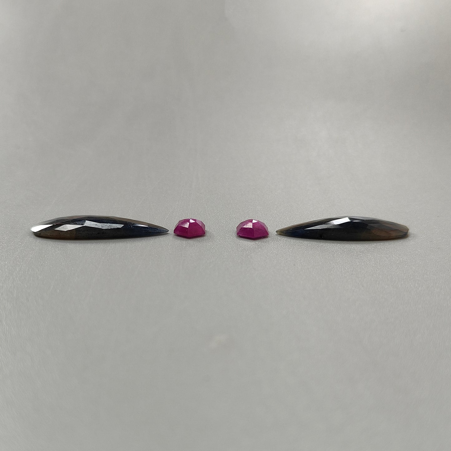34.60cts Natural Untreated Multi Sapphire Gemstone Pear Shape Rose Cut Slices 9mm - 34*11mm 4pcs