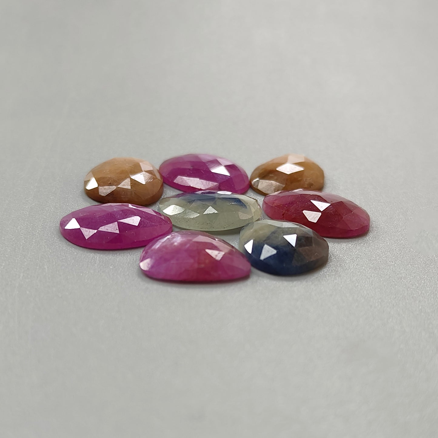 59.00cts Natural Untreated Multi Sapphire Gemstone Fancy Shape Rose Cut Slices 15*12mm - 17.5*13mm 8pcs