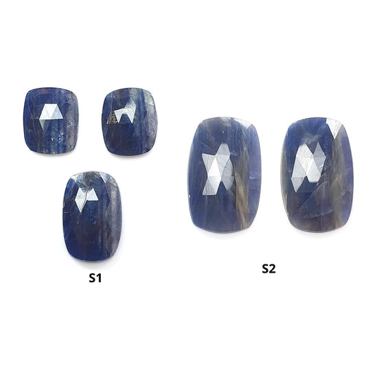 Multi Sapphire Gemstone Rose Cut Slices: Natural Untreated Bi-Color Sapphire Cushion Shape Faceted 2pcs, 3pcs Sets for Jewelry