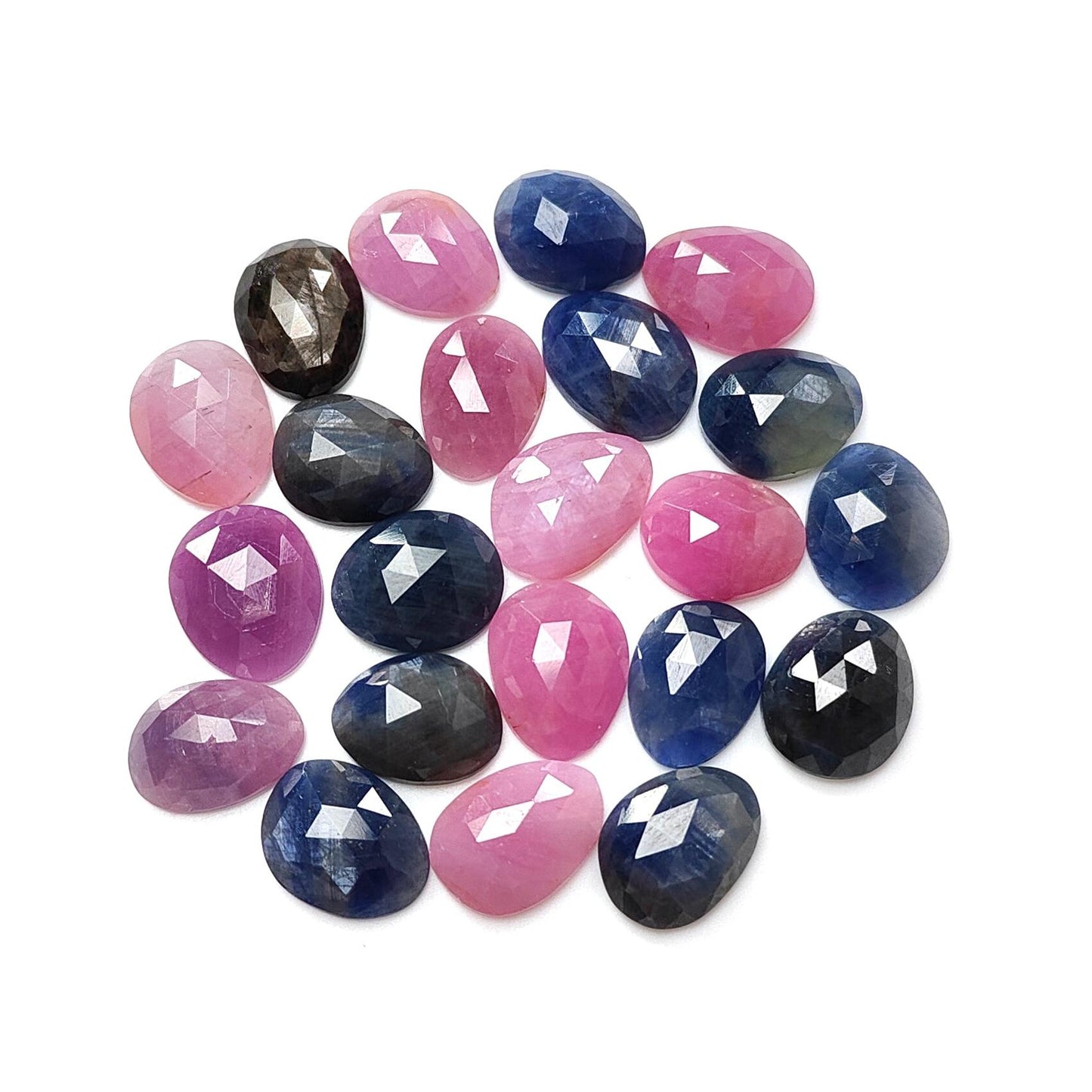 Multi Sapphire Gemstone Rose Cut Slices: Natural Untreated Unheated Sapphire Fancy Shape Faceted Lots for Jewelry September Birthstone
