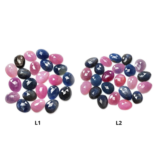 Multi Sapphire Gemstone Rose Cut Slices: Natural Untreated Unheated Sapphire Fancy Shape Faceted Lots for Jewelry September Birthstone