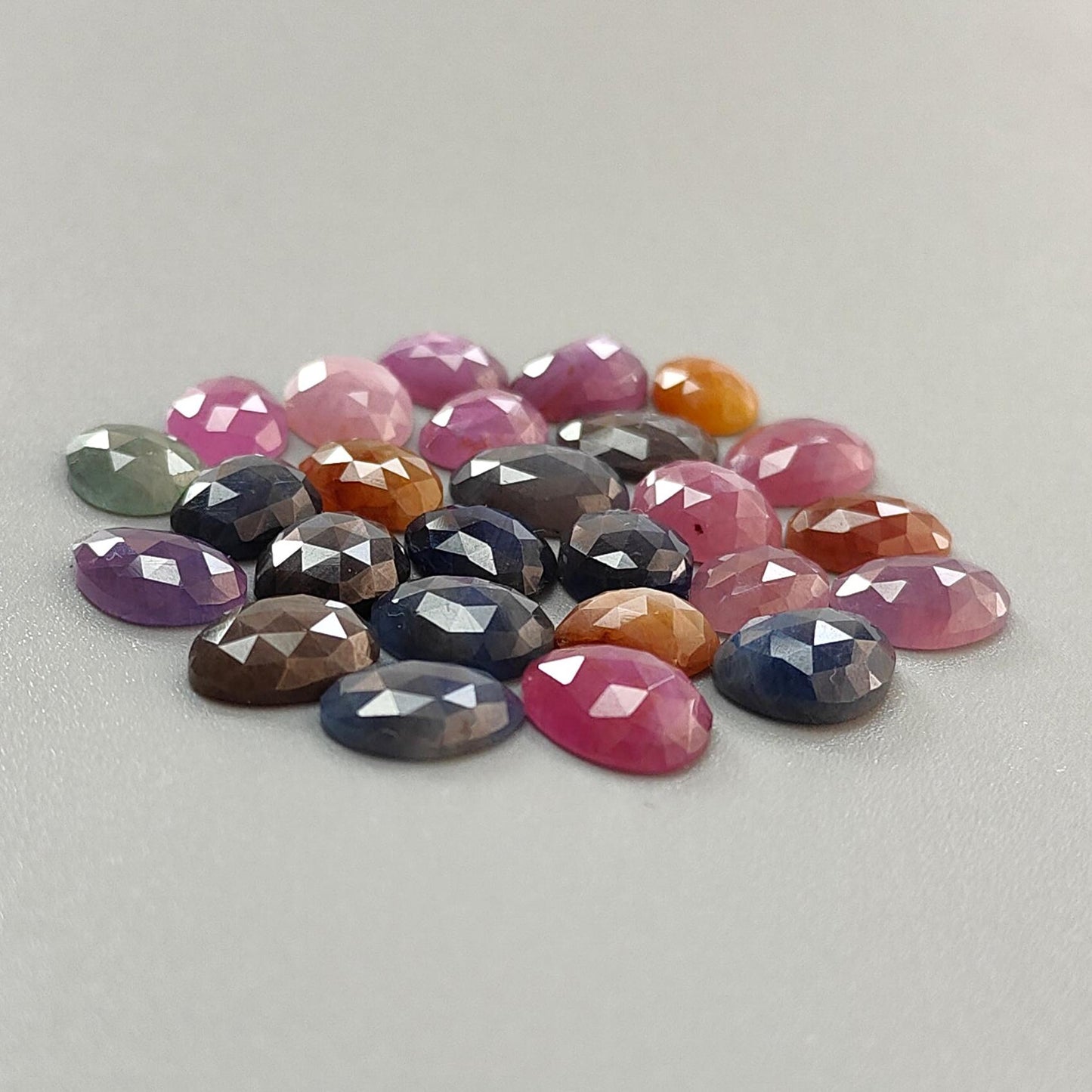 Multi Sapphire Gemstone Rose Cut Slices: Natural Untreated Unheated Sapphire Fancy Shape Faceted Lots for Jewelry September Birthstone
