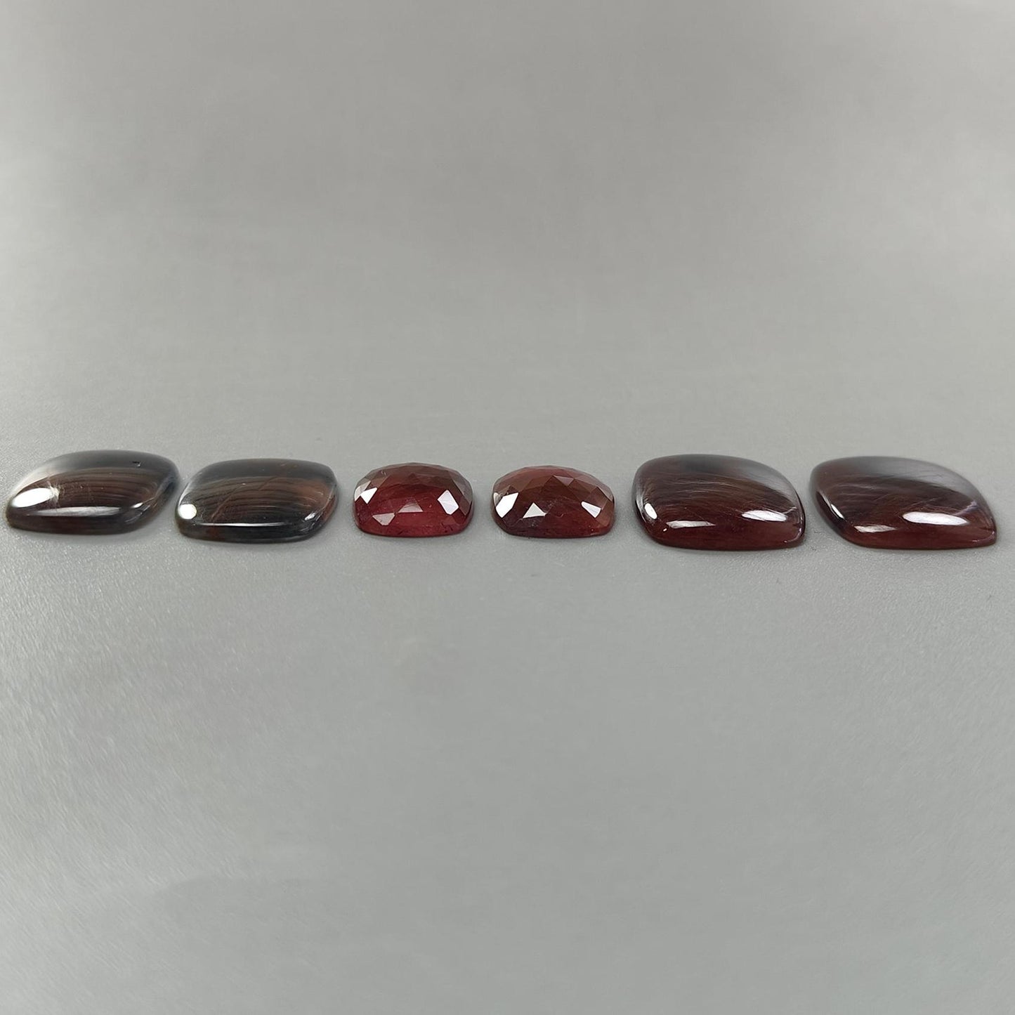 Multi Sapphire Gemstone Cabochon & Rose Cut Slices: 72.20cts Natural Untreated Unheated Sapphire Cushion Shape 16*13mm - 22*17mm 6pcs Set