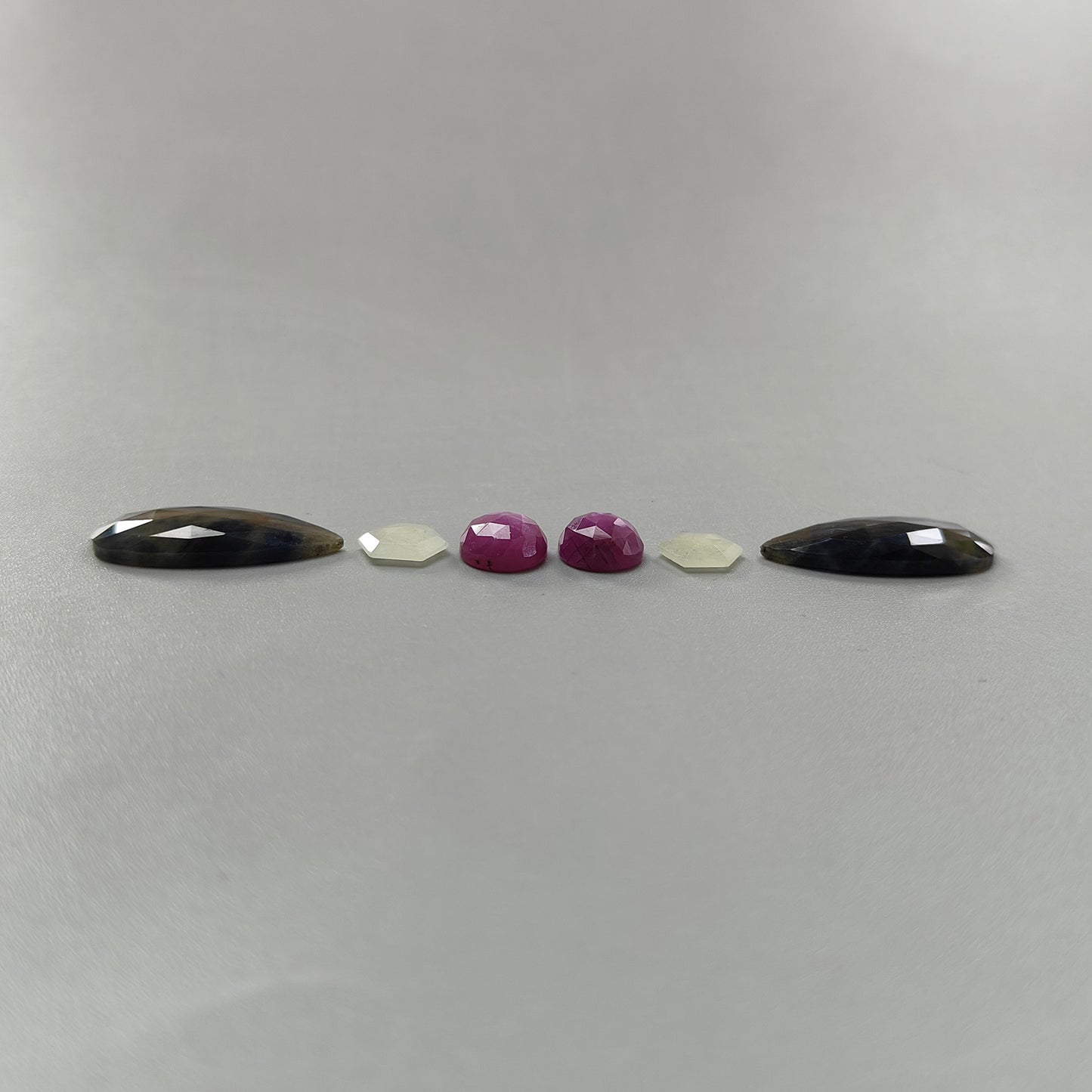 35.00cts Natural Untreated Multi Sapphire Gemstone Rose Cut Slices Pear Shape 9*8mm - 25*11mm 6pcs