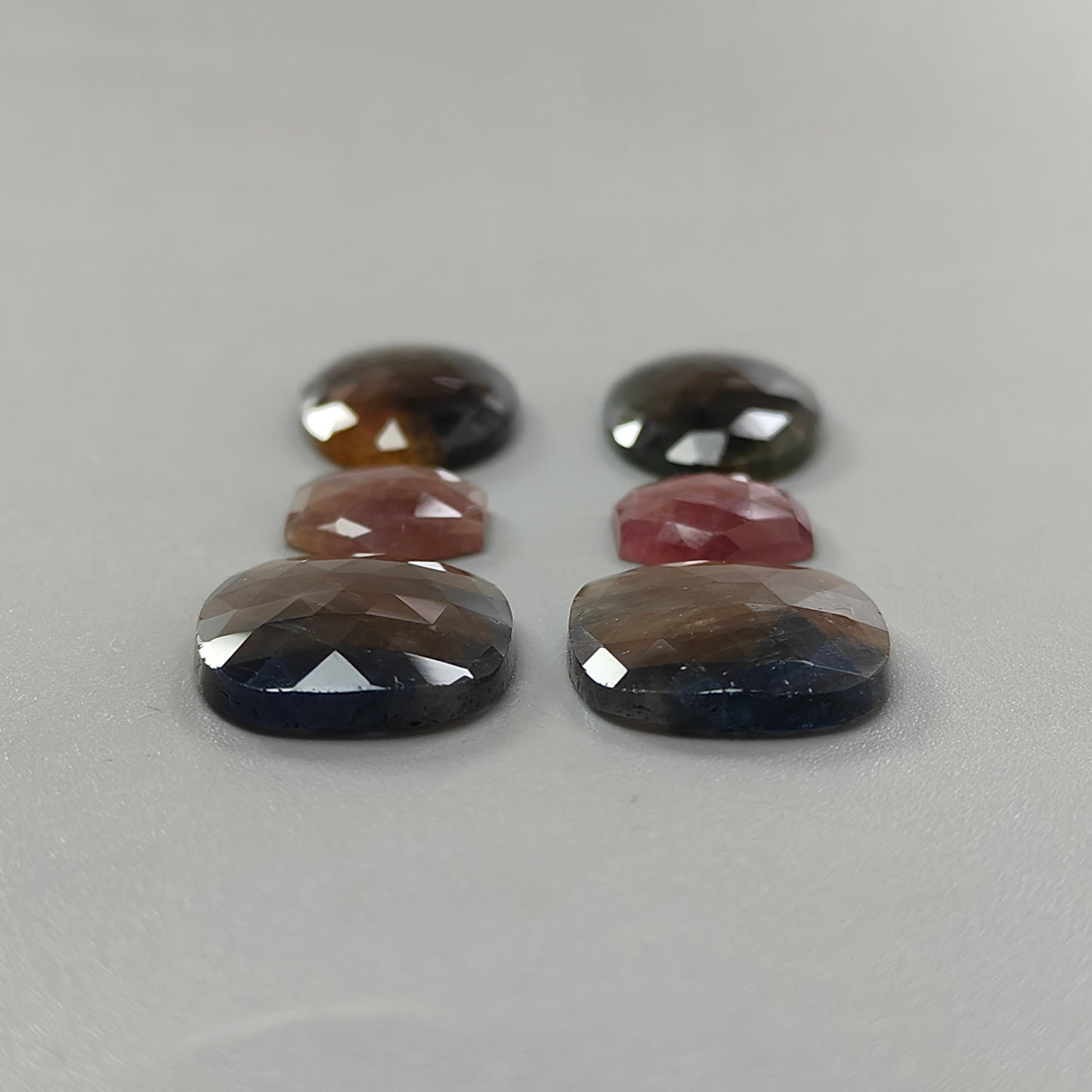71.30cts Natural Untreated Multi Sapphire Gemstone Rose Cut Slices Cushion, Oval Shape 13*12mm - 22*15mm 6pcs