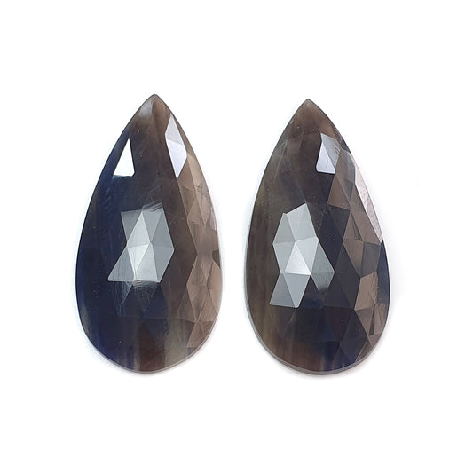 48.40cts Natural Multi Sapphire Gemstone Pear Rose Cut Slices 32*16mm - 33*16mm 2pcs