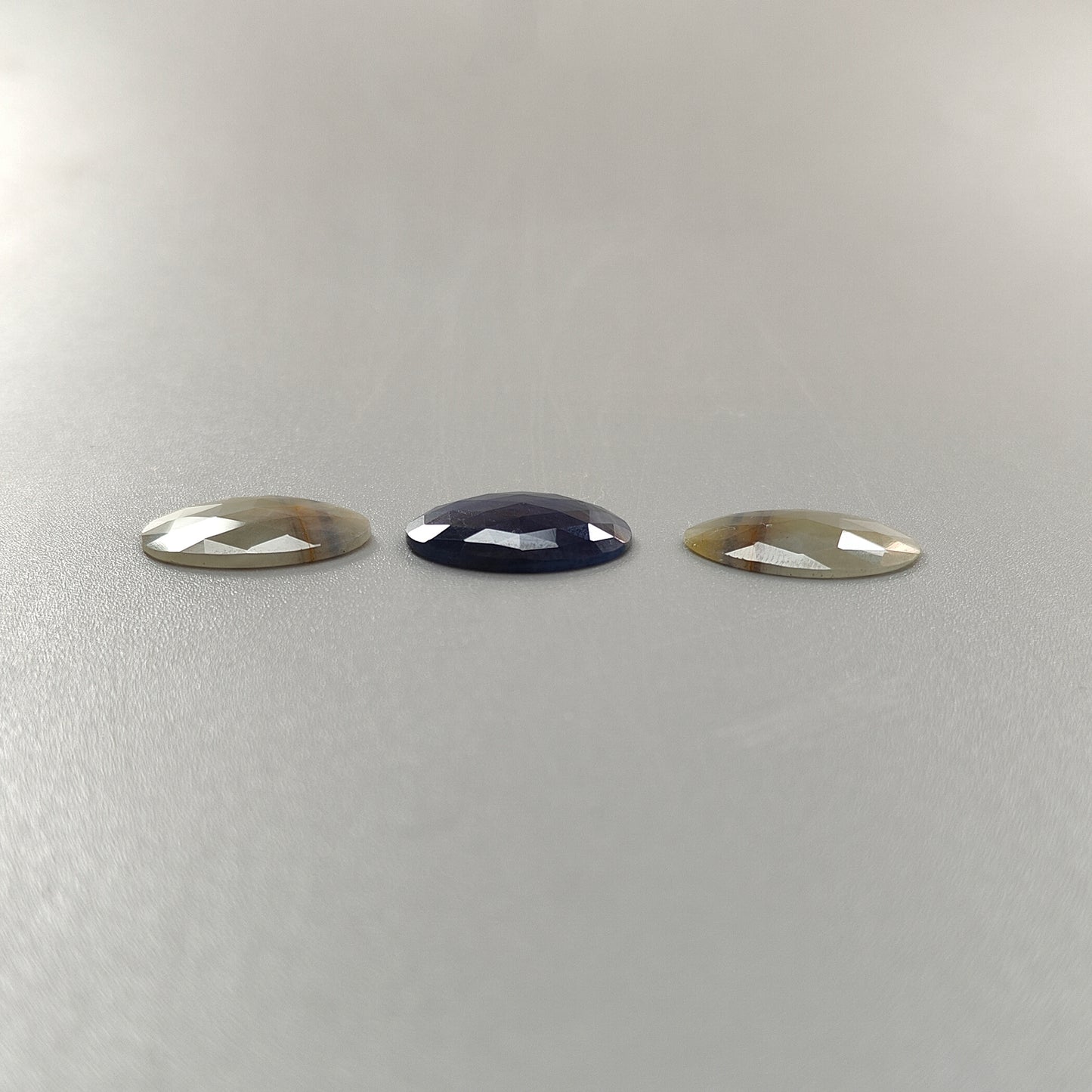 23.20cts Natural Untreated Multi Sapphire Gemstone Egg Shape Rose Cut Slices 19*14.5mm - 19*15mm 3pcs