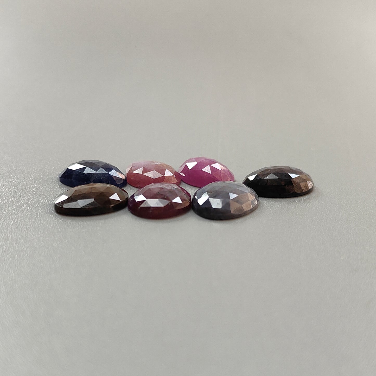 50.10cts Natural Untreated Multi Sapphire Gemstone Egg Shape Rose Cut Slices 14*11mm - 16*12mm 7pcs