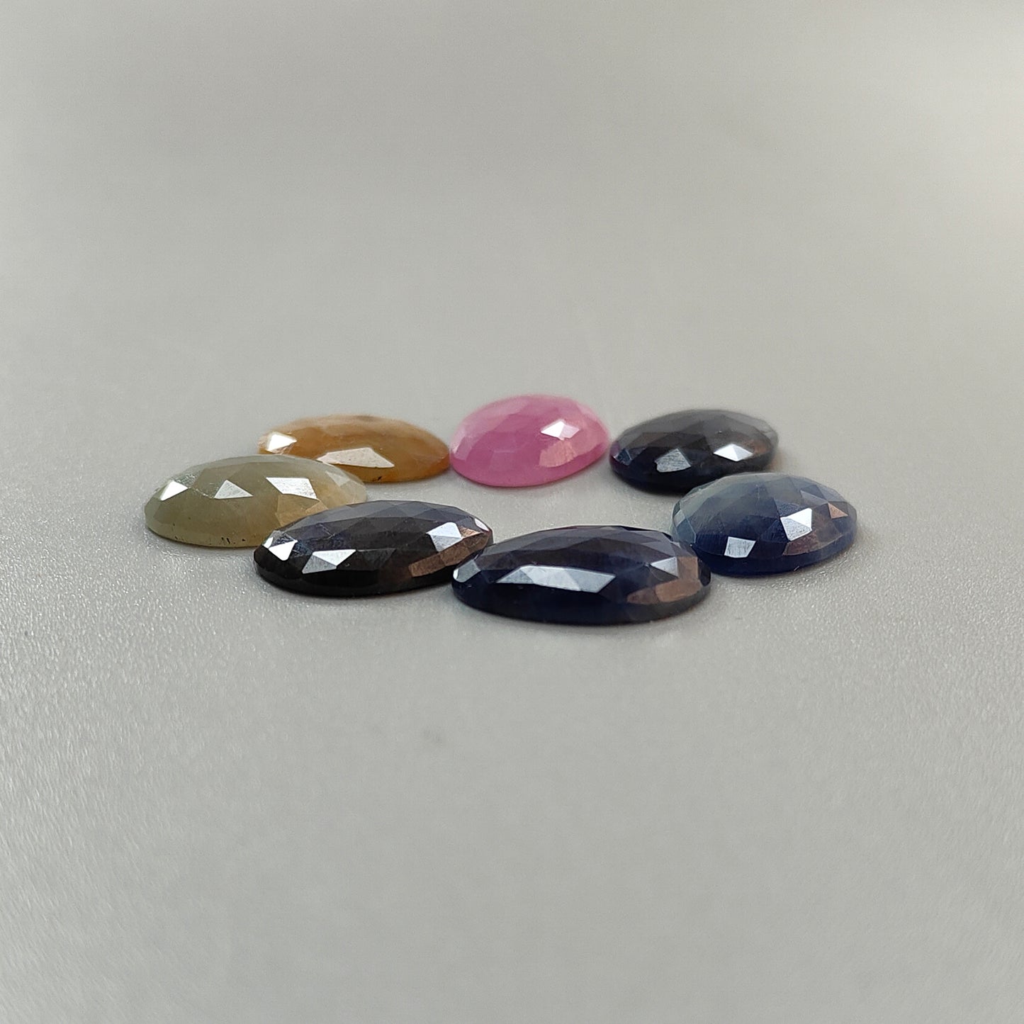 64.70cts Natural Untreated Multi Sapphire Gemstone Egg Shape Rose Cut Slices 16*13mm - 18*13.5mm 7pcs