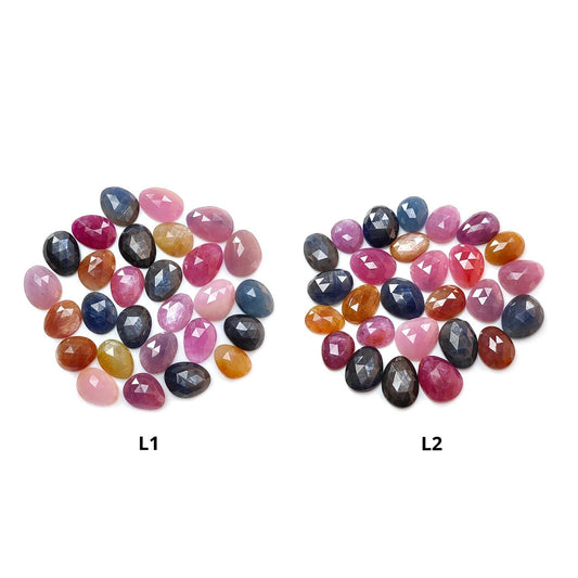 Multi Sapphire Gemstone Rose Cut Slices: Natural Untreated Unheated Sapphire Fancy Shape Faceted Lots for Jewelry September Birthstone