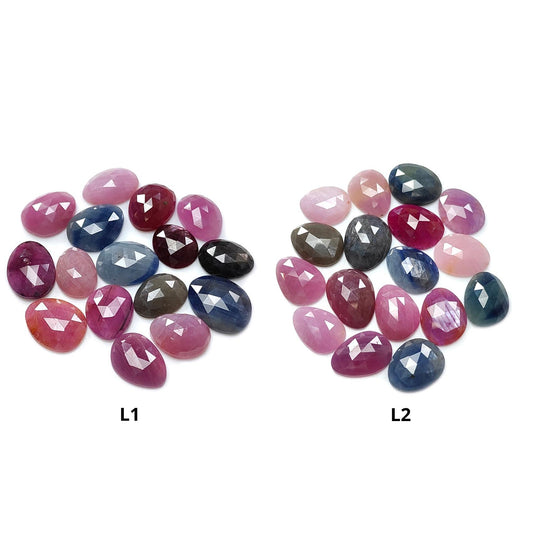 Multi Sapphire Gemstone Rose Cut Slices: Natural Untreated Unheated Sapphire Fancy Shape Faceted Lots for Jewelry September Birthstone