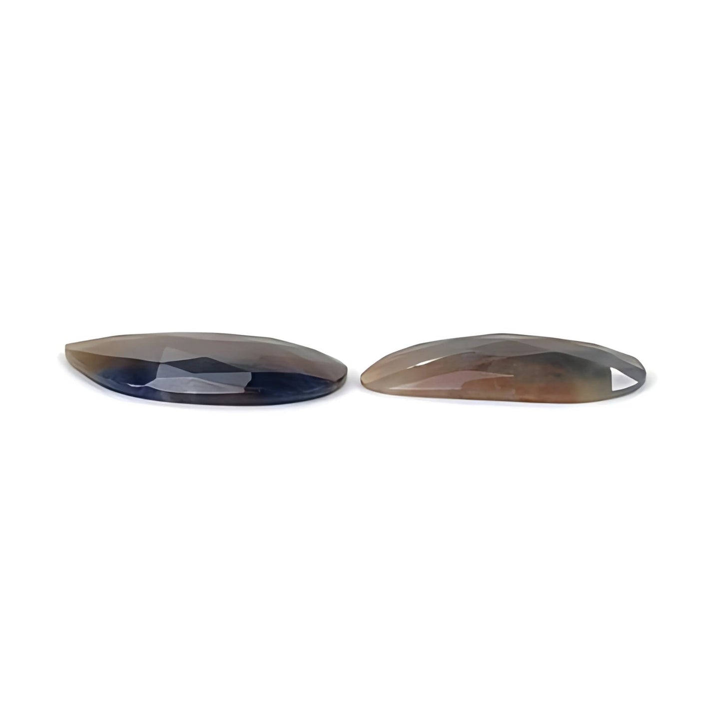 26.50cts Natural Untreated Multi Sapphire Gemstone Fancy Shape Rose Cut Slices Pair