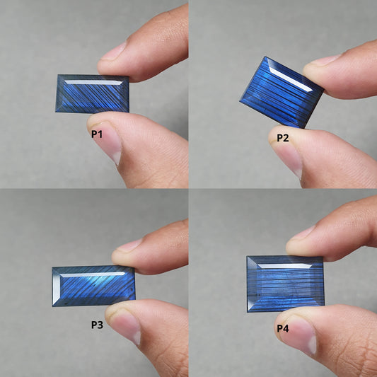 Rainbow Flashing LABRADORITE Gemstone Normal Cut : Natural Untreated Blue Labradorite Baguette Shape