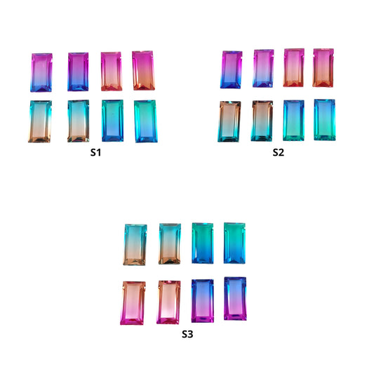 Quartz Doublet Gemstone Normal Cut : Natural Crystal Quartz Baguette Shape 16*8mm 8pcs Set