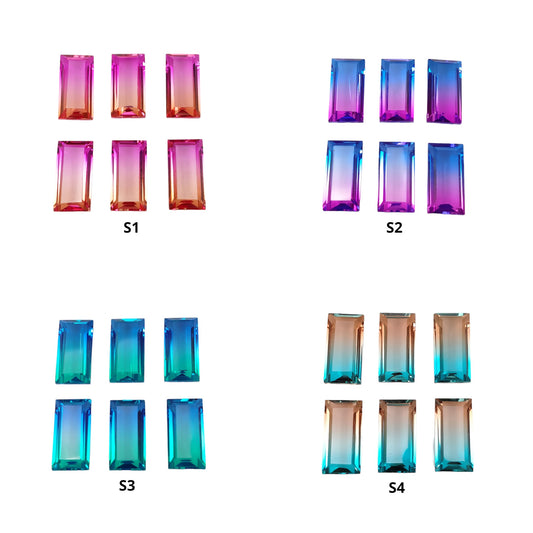 Quartz Doublet Gemstone Normal Cut : Natural Crystal Quartz Baguette Shape 16*8mm 6pcs Set